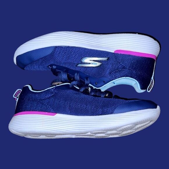 Junior Skechers Go Run 400 V2 Blue/Pink Sneakers Size 4 - Picture 6 of 7